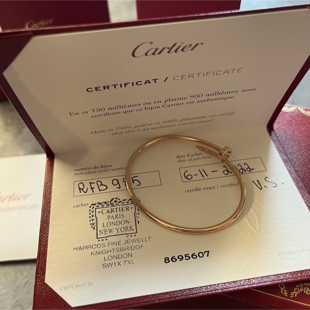 Cartier(カルティエ)の正規品 カルティエ ジュストアンクル スモール ピンク ゴールド ブレスレット レディースのアクセサリー(ブレスレット/バングル)の商品写真