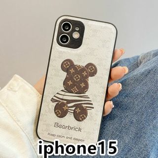 iphone15ケース 可愛い 熊　ホワイト13a(iPhoneケース)