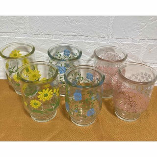ひやしあめ グラス 6個セット たんぽぽ バラ 桜 昭和レトロ ガラス(グラス/カップ)
