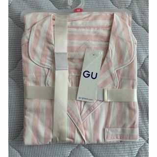 GU - 新品 GU 半袖 ピンク ストライプパジャマ M ジーユー 部屋着 ルームウェア