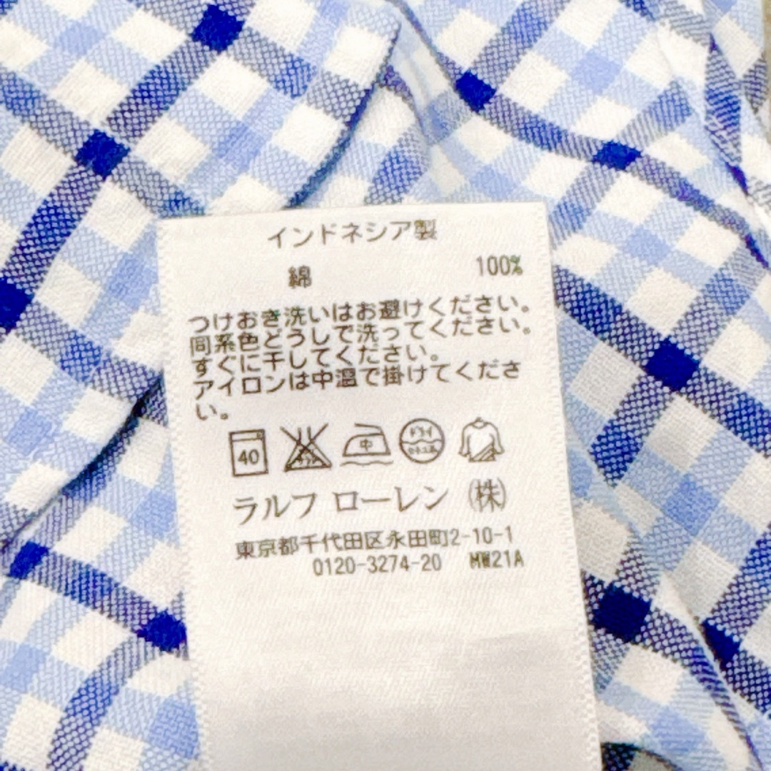 Ralph Lauren(ラルフローレン)のラルフローレン 長袖 チェックシャツ 水色 12M 80cm キッズ ベビー キッズ/ベビー/マタニティのキッズ服男の子用(90cm~)(ブラウス)の商品写真