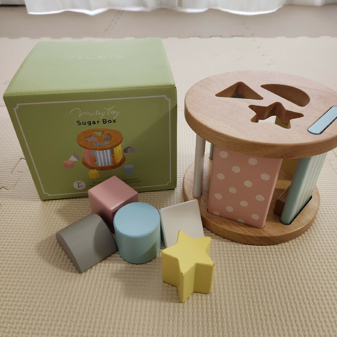 milky toy sugar box パズルボックス 積み木 型はめ キッズ/ベビー/マタニティのおもちゃ(知育玩具)の商品写真