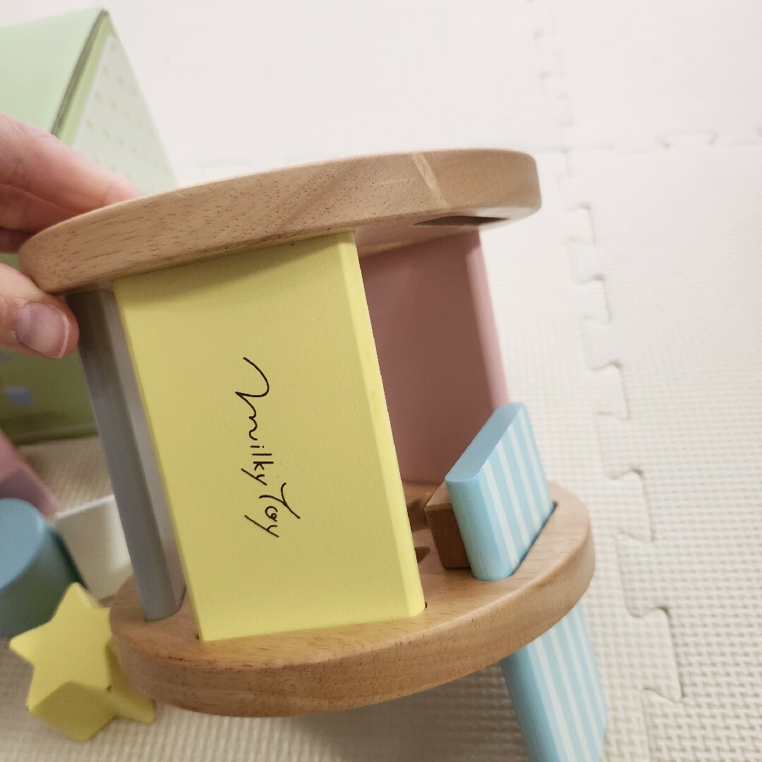 milky toy sugar box パズルボックス 積み木 型はめ キッズ/ベビー/マタニティのおもちゃ(知育玩具)の商品写真