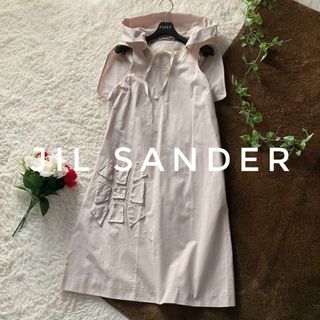 ジルサンダー(Jil Sander)のジルサンダー　コットンパーカーワンピース　イレギュラースリーブ　ベビーピンク　S(ひざ丈ワンピース)