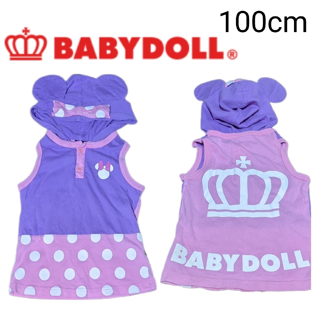 BABYDOLL(ベビードール)のBABYDOLL　チュニック　ミニーちゃん　100cm 　袖なし　ノースリーブ キッズ/ベビー/マタニティのベビー服(~85cm)(タンクトップ/キャミソール)の商品写真