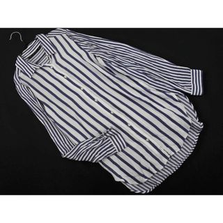 ZARA basic ザラ ベーシック ストライプ シャツ sizeXS/白ｘ紺 ■◇ レディース(シャツ/ブラウス(長袖/七分))