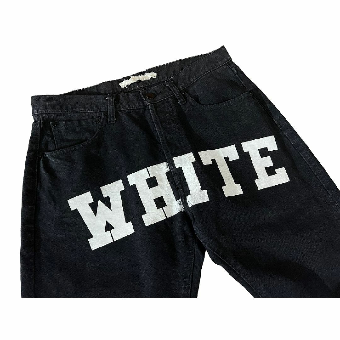 OFF-WHITE(オフホワイト)の初期 オフホワイト 15ss ロゴ ペンキ ニークラッシュ ブラック デニム L メンズのパンツ(デニム/ジーンズ)の商品写真