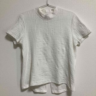 ザラ(ZARA)のZARA ザラ ハイネック半袖トップス エンボス アシンメトリー バックスリット(カットソー(半袖/袖なし))