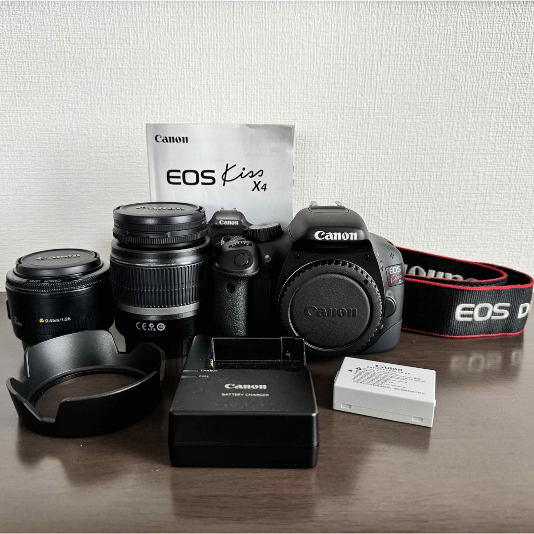 Canon(キヤノン)のCanon EOS kissX4 ズーム&単焦点レンズセット スマホ/家電/カメラのカメラ(デジタル一眼)の商品写真