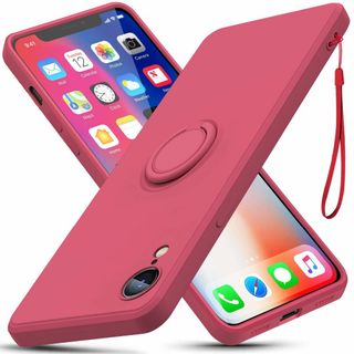 【サイズ:iPhoneXR_色:レッド】iPhone XR ケース リング付き (その他)