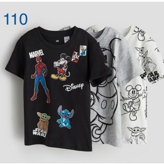 エイチアンドエム(H&M)の《新作》h&m  ディズニー100周年  Tシャツ　3枚セット　110-115(Tシャツ/カットソー)