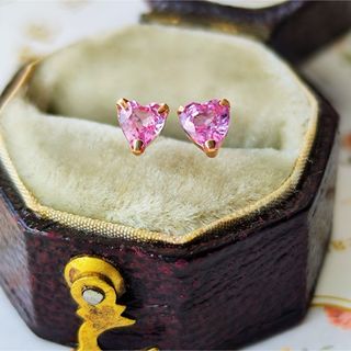 天然ピンクサファイア ハートシェイプ 18金ピアス(ピアス)