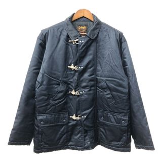 ショット(schott)の90年代 Schott ショット ナイロン ファイアーマン ジャケット ネイビー (メンズ L) 中古 古着 Q3628(その他)