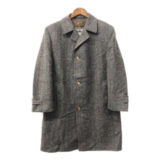 80年代 カナダ製 Aquascutum アクアスキュータム ウール チェスターコート ヘリンボーンツイル グレー (メンズ 42 R) 中古 古着 Q3645(チェスターコート)