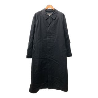 イングランド製 Aquascutum アクアスキュータム ステンカラーコート ブラック (メンズ L相当) 中古 古着 Q3651(トレンチコート)