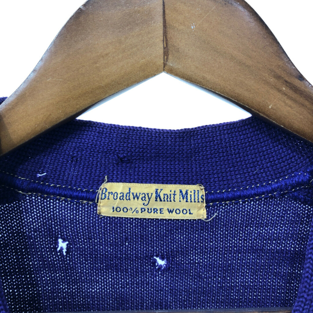 40年代 Broadway Knit Mills ウール ニット カーディガン ヴィンテージ パープル (メンズ M相当) 中古 古着 Q3654 メンズのトップス(カーディガン)の商品写真