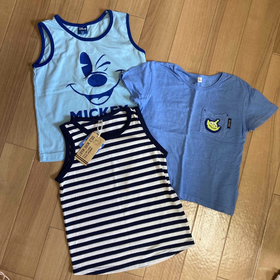 Disney(ディズニー)の男の子 Tシャツ タンクトップ 3枚セット まとめ売り ミッキー エイリアン キッズ/ベビー/マタニティのキッズ服男の子用(90cm~)(Tシャツ/カットソー)の商品写真