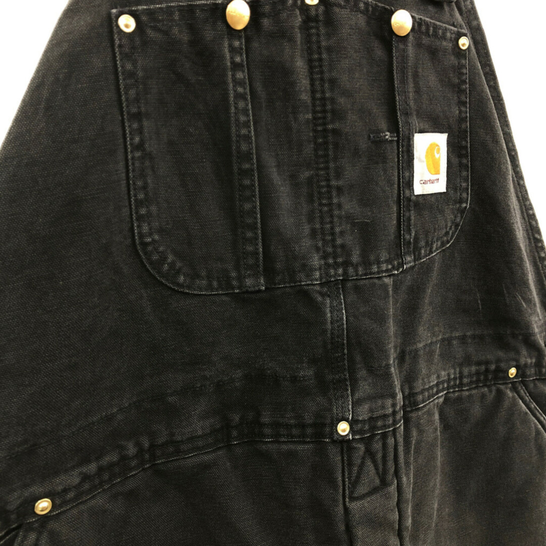 carhartt(カーハート)のCarhartt カーハート オーバーオール ダブルニー ワーク ブラック (メンズ L相当) 中古 古着 Q3676 メンズのパンツ(サロペット/オーバーオール)の商品写真