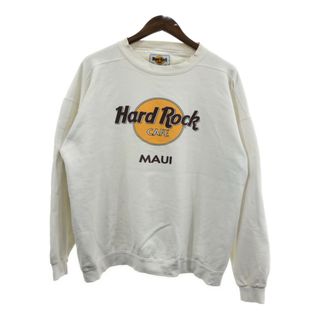 USA製 HARD ROCK CAFE ハードロックカフェMAUI クルーネック スウェット ホワイト (メンズ XL) 中古 古着 Q3673(スウェット)