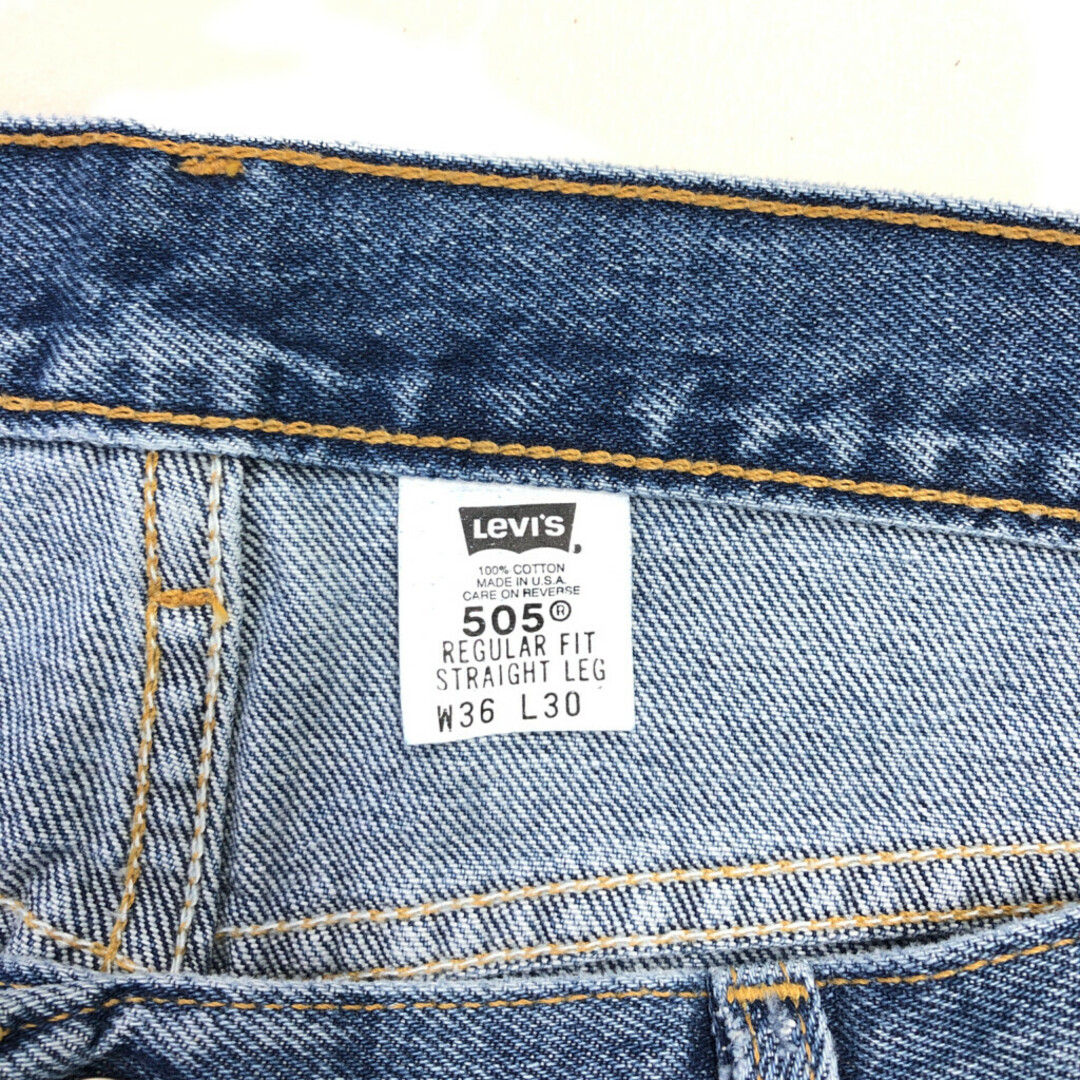 Levi's(リーバイス)の90年代 USA製 Levi's リーバイス 505 デニムパンツ アメカジ 紙タグ ライトブルー (メンズ W36 L30) 中古 古着 Q3640 メンズのパンツ(デニム/ジーンズ)の商品写真