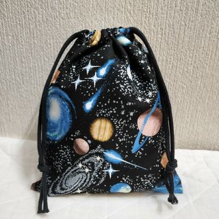 巾着袋　宇宙銀河柄　ハンドメイド(外出用品)