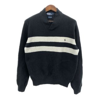 ポロラルフローレン(POLO RALPH LAUREN)の90年代 Polo by Ralph Lauren ポロ ラルフローレン セーター ボーダー ブラック (メンズ XL) 中古 古着 Q3721(ニット/セーター)