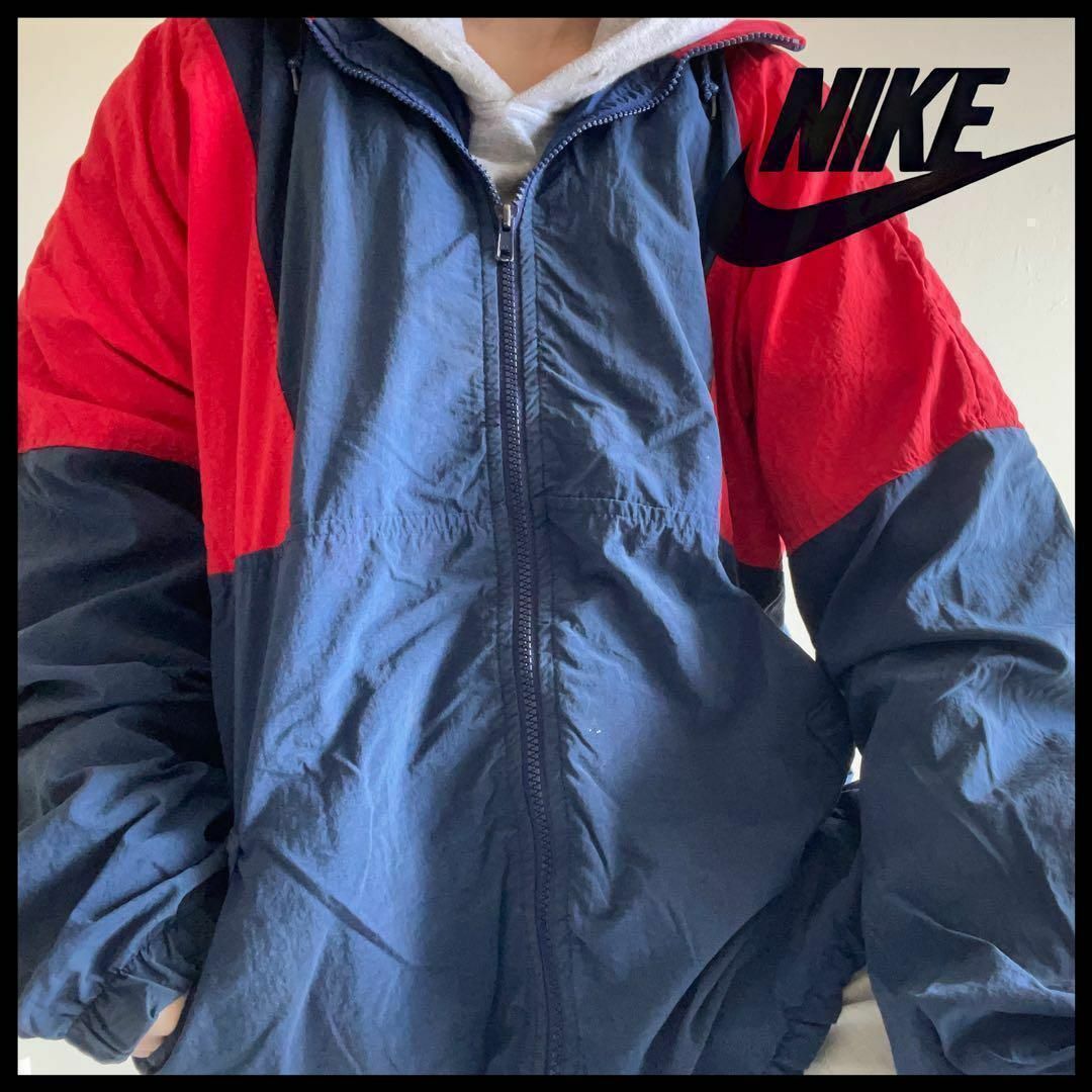 NIKE(ナイキ)の激レア 90s ナイキ 銀タグ ナイロン トラックジャケット オーバーサイズ メンズのジャケット/アウター(ナイロンジャケット)の商品写真