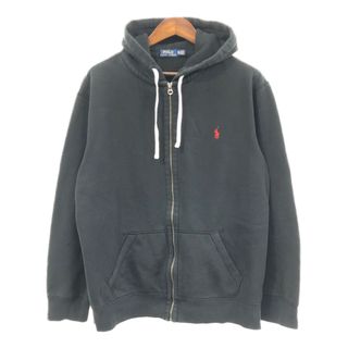 POLO RALPH LAUREN - Polo by Ralph Lauren ポロ ラルフローレン パーカー 大きいサイズ ワンポイントロゴ フルジップ ブラック (メンズ XXL) 中古 古着 Q3723