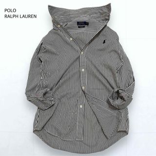 ポロラルフローレン(POLO RALPH LAUREN)の極美品＊ポロラルフローレン ストライプ シャツ ポニー刺繍 長袖 ブラック 4(シャツ/ブラウス(長袖/七分))