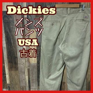 ディッキーズ(Dickies)のディッキーズ メンズ ロゴ ワーク ベージュ L チノ パンツ 古着 90s(チノパン)