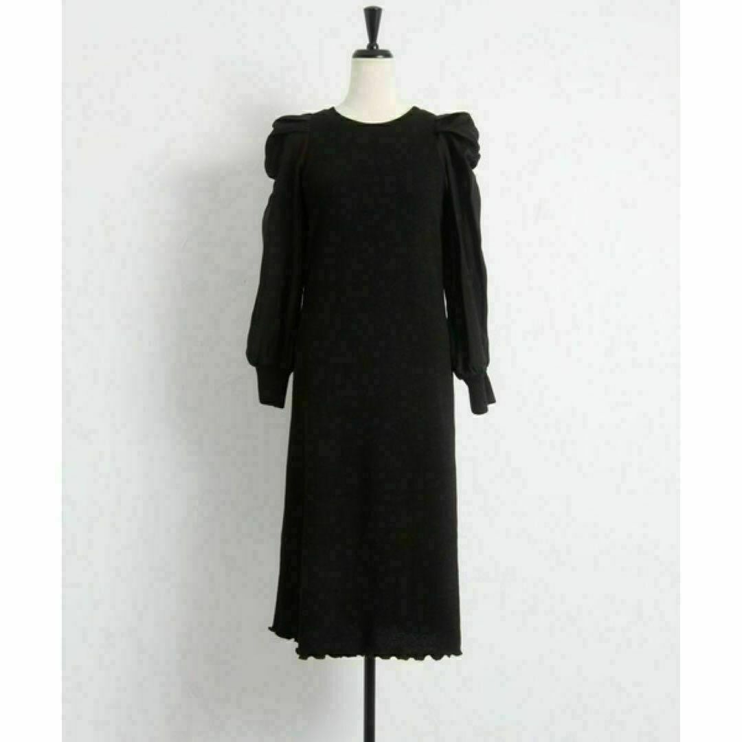 TOCCO closet(トッコクローゼット)の新品 お嬢様きちんと フェミニン 春ドレス シアーパワーショルワンピース 黒色 レディースのワンピース(ひざ丈ワンピース)の商品写真