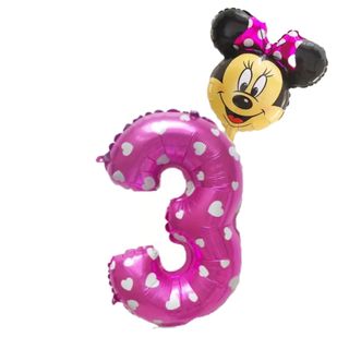 ディズニー(Disney)のミッキーミニー　バルーン　お誕生日　風船　バースデー　ディズニー　数字　3歳(キャラクターグッズ)