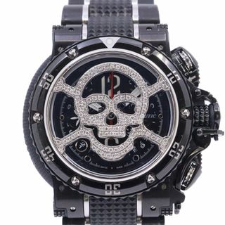 アクアノウティック(AQUANAUTIC)のアクアノウティック キングクーダ クロノグラフ 自動巻き メンズ 腕時計 黒文字盤 スカル型ダイヤ入りグリッドベゼル(腕時計(アナログ))