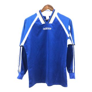 アディダス(adidas)の90年代 adidas アディダス ロゴマーク 長袖Ｔシャツ スポーツ ブルー (メンズ M) 中古 古着 Q3731(Tシャツ/カットソー(七分/長袖))