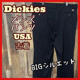 ディッキーズ(Dickies)のディッキーズ メンズ ツータックチノ ブラック 40 2XL パンツ USA古着(チノパン)