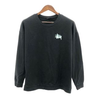 STUSSY - 2000年代～ USA製 STUSSY ステューシー クルーネック スウェット ワンポイントロゴ ブラック (メンズ Ｍ) 中古 古着 Q3736