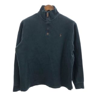 ポロラルフローレン(POLO RALPH LAUREN)の2000年代～ Polo by Ralph Lauren ポロ ラルフローレン ハーフジップ スウェット ワンポイントロゴ ブラック (メンズ Ｌ) 中古 古着 Q3737(スウェット)