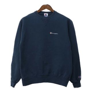 チャンピオン(Champion)の90年代 Champion チャンピオン クルーネックスウェット アメカジ ワンポイントロゴ ネイビー (メンズ L) 中古 古着 P3746(スウェット)