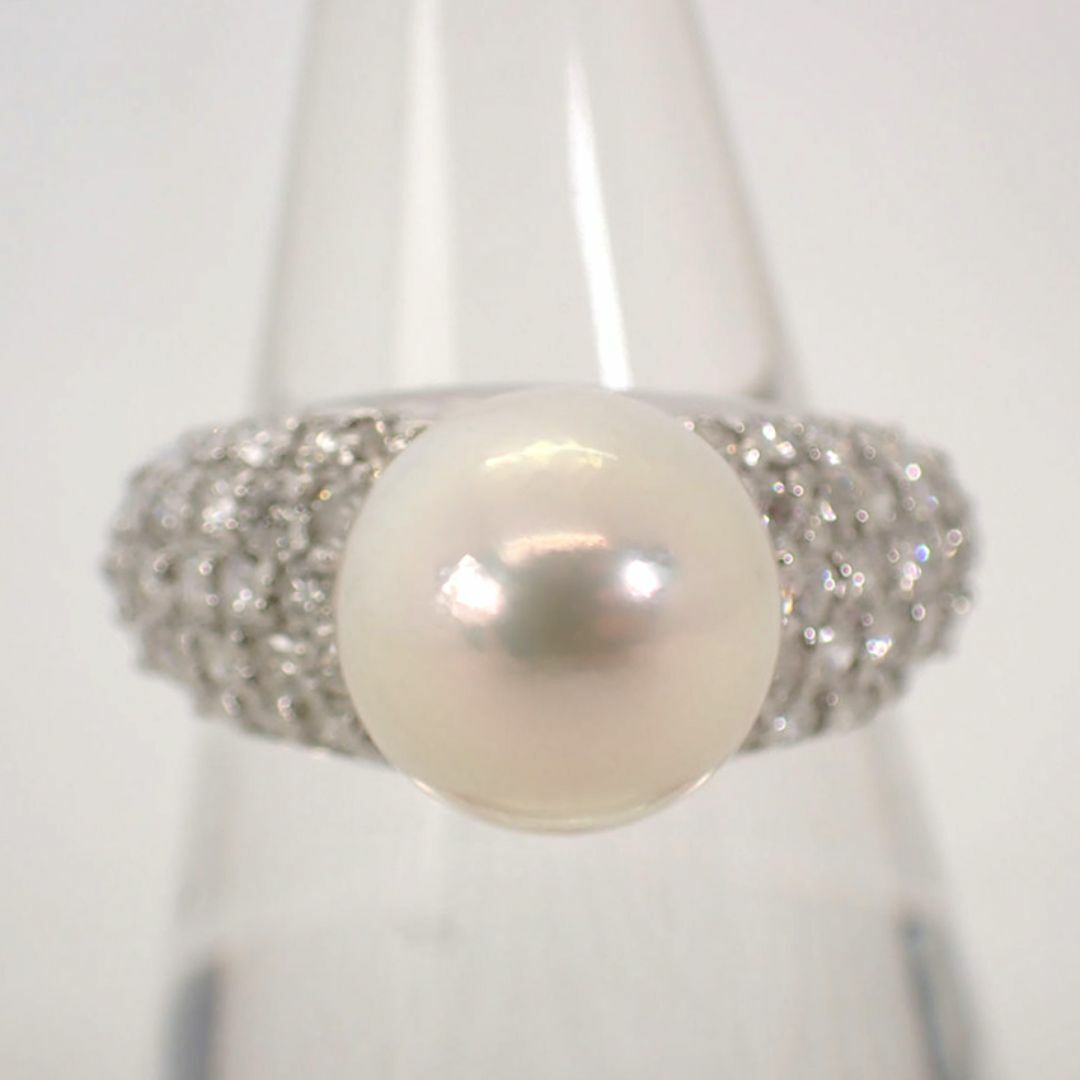 Pt900 アコヤ真珠 パール/ダイヤモンドリング 11号[g258-61］ レディースのアクセサリー(リング(指輪))の商品写真