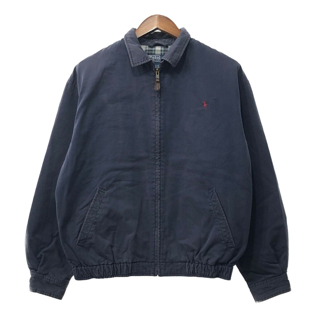 POLO RALPH LAUREN(ポロラルフローレン)の90年代 Polo by Ralph Lauren ポロ ラルフローレン スイングトップ ネイビー (メンズ Ｍ) 中古 古着 Q3791 メンズのジャケット/アウター(その他)の商品写真