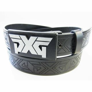 PXG ピーエックスジー★トップ式ロゴバックル型押しベルト ブラック黒 正規品(ウエア)