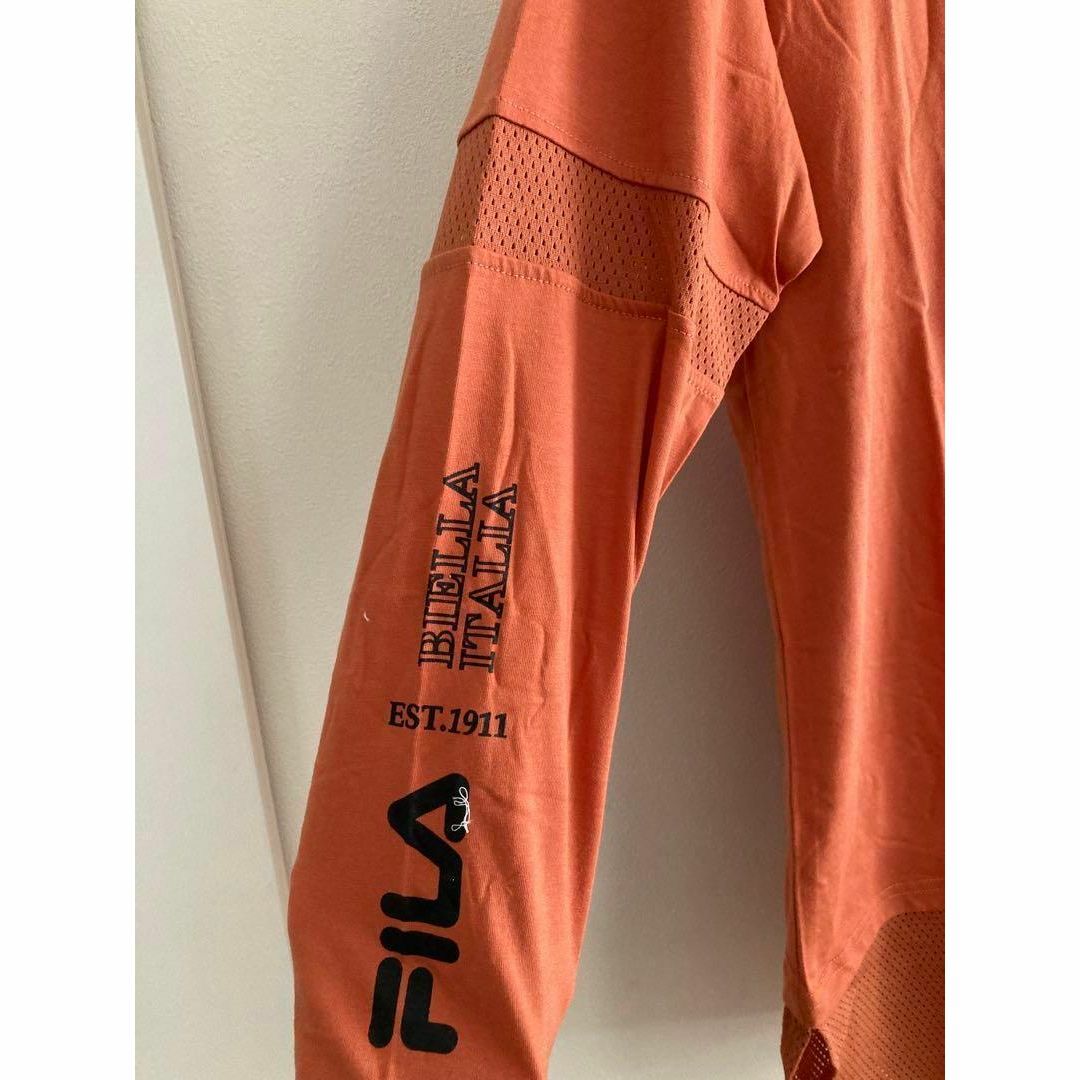 FILA(フィラ)の新品　フィラ　ロンT チュニック　Tシャツ　メッシュ　M オレンジ レディースのトップス(Tシャツ(長袖/七分))の商品写真