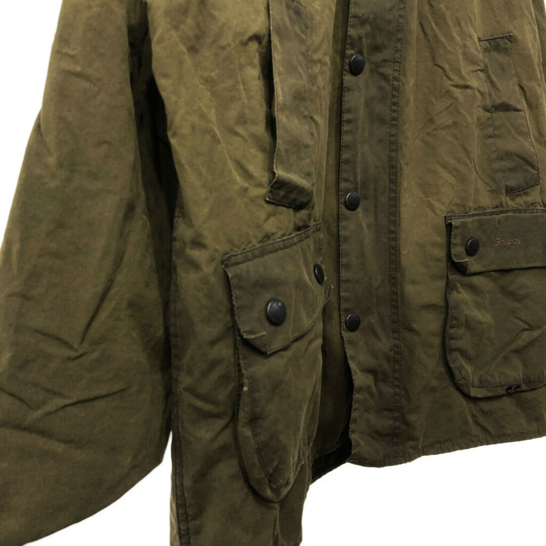 Barbour(バーブァー)のイングランド製 Barbour バブアー BEDALE ビデイル オイルドジャケット ユーロ ラグラン カーキ (メンズ C42) 中古 古着 Q3814 メンズのジャケット/アウター(その他)の商品写真