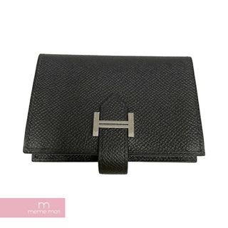 エルメス(Hermes)のHERMES Bearn Card Holder エルメス ベアンカードホルダー カードケース 二つ折り エプソン レザー シルバー金具 ブラック【240418】【新古品】【me04】(名刺入れ/定期入れ)