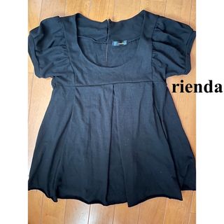 リエンダ(rienda)のrienda リエンダ トップス カットソー Tシャツ ブラック レディース(Tシャツ(半袖/袖なし))