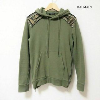 BALMAIN - 美品 バルマン パッチワーク切り替え サイドジップ スウェット パーカー