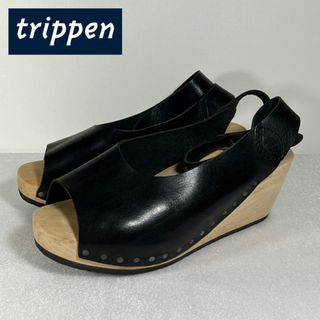 trippen トリッペン オリノコ レザー ウェッジソール ウッドサンダル 黒