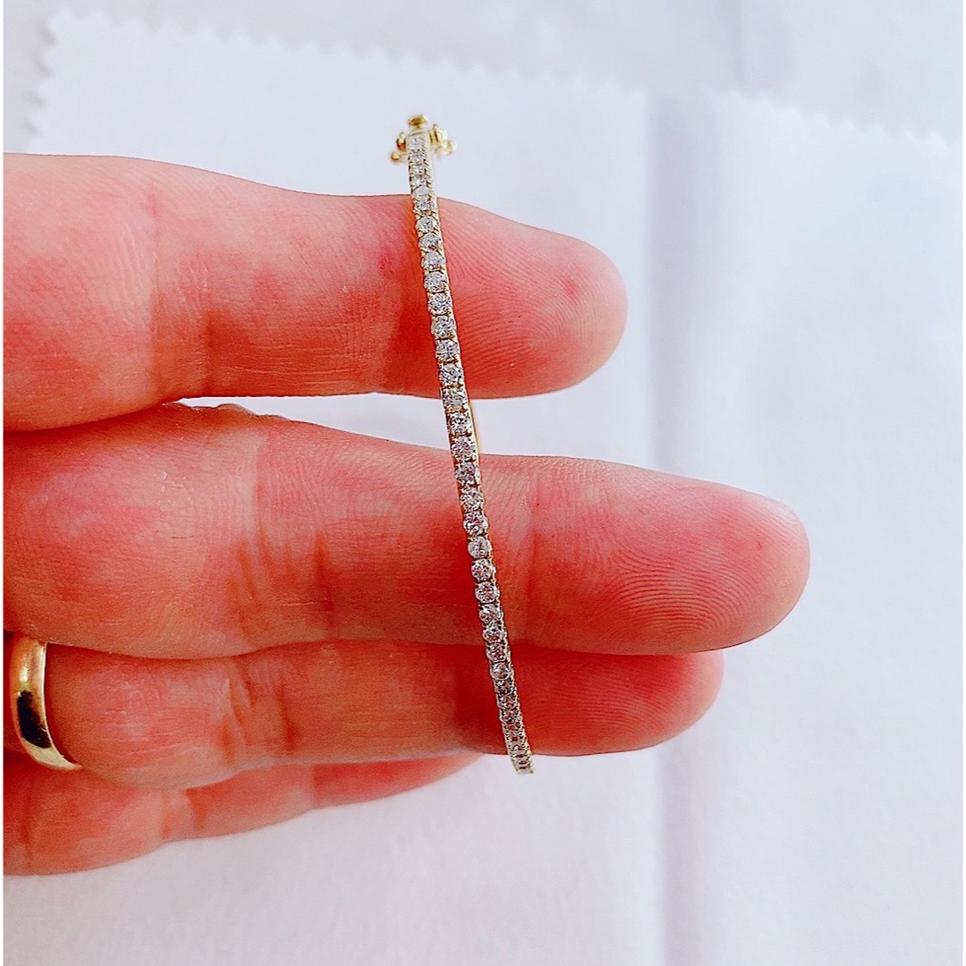 ★1.00ct★✨ダイヤモンドK18バングル17cmブレスレット レディースのアクセサリー(ブレスレット/バングル)の商品写真