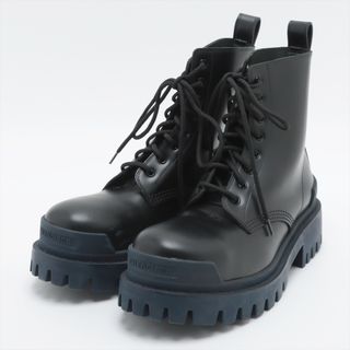 バレンシアガ(Balenciaga)のバレンシアガ ストライク レザー 37 1/2 ブラック×ネイビー レディ(ブーツ)