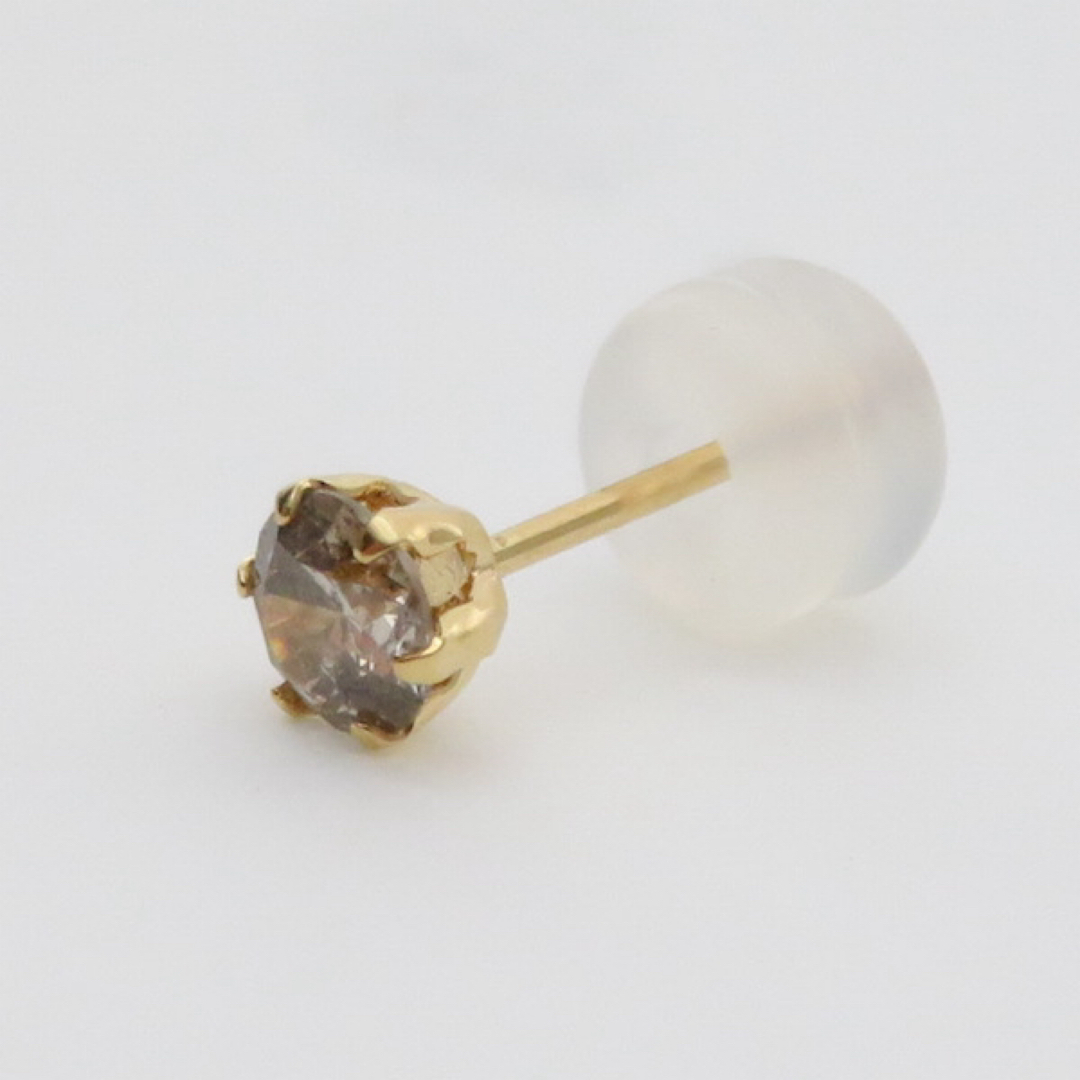 K18YG  天然ダイヤモンド0.2ct片耳ピアス　新品　ライトブラウン系 レディースのアクセサリー(ピアス)の商品写真